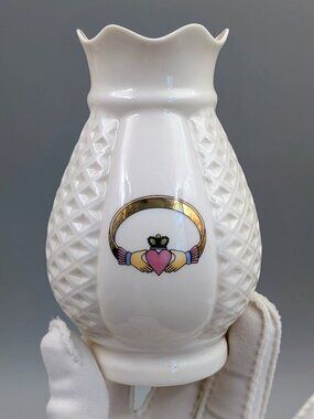 Vintage Donegal Parian China Ivory Claddagh Miniature Vase -  Made in Ireland